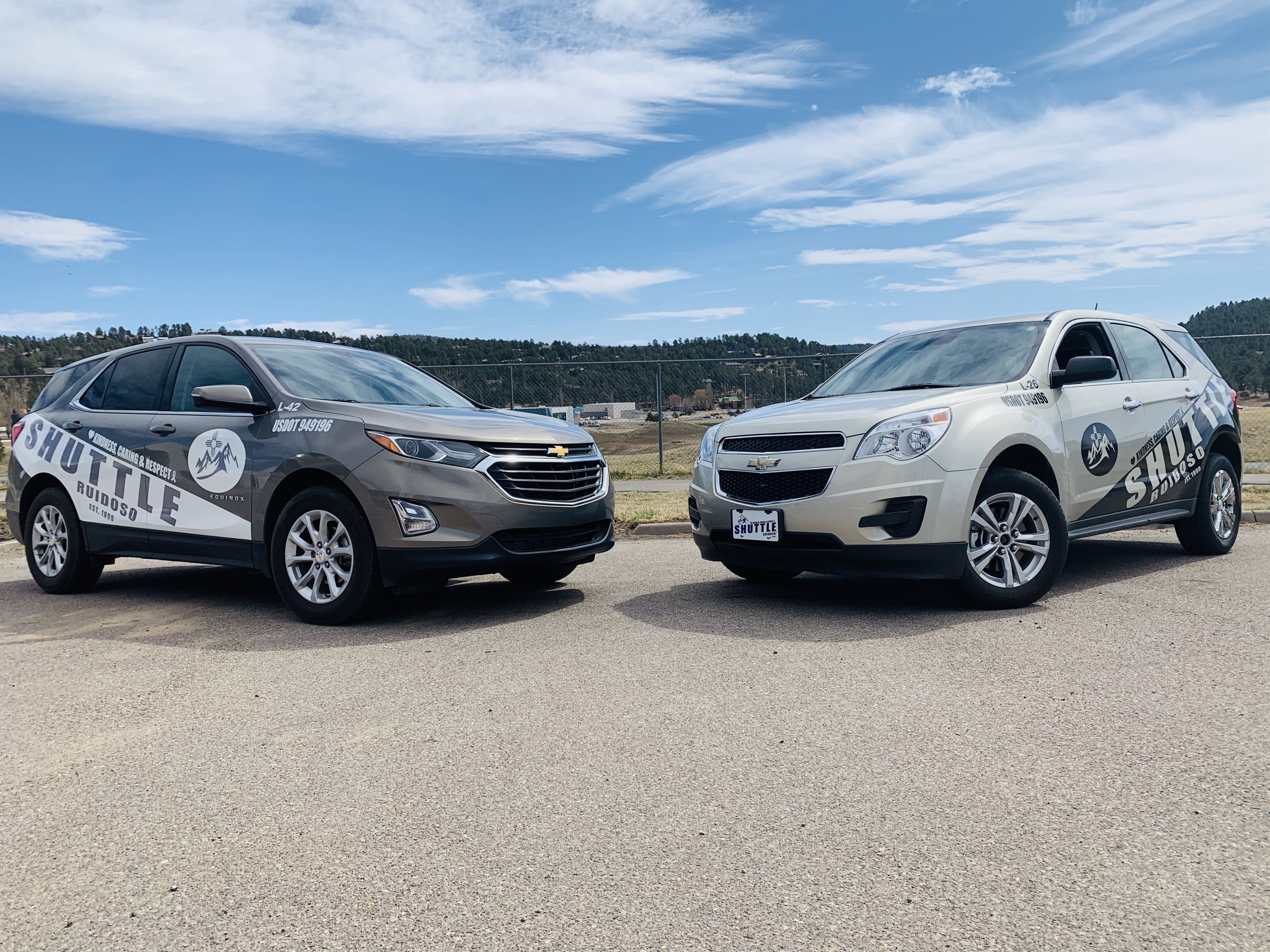 Two Shuttle Ruidoso vehicles in New Mexico